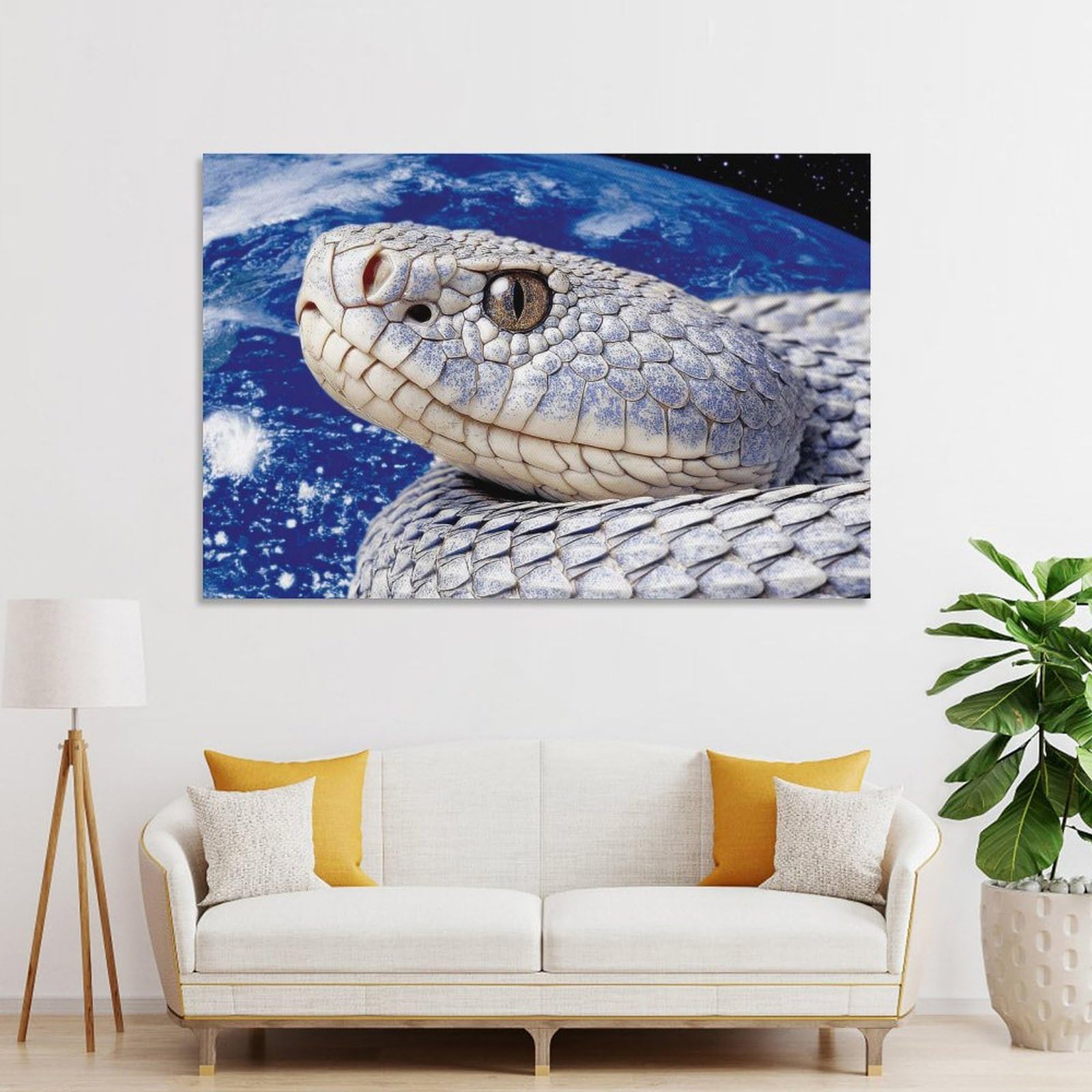 Junmoney Snake in Space Home Decor Wall Art, 08x12inch(20x30cm), for Lounge, Bedroom Or Personal Spaces, Thoughtful Wall Decor for Art Lovers