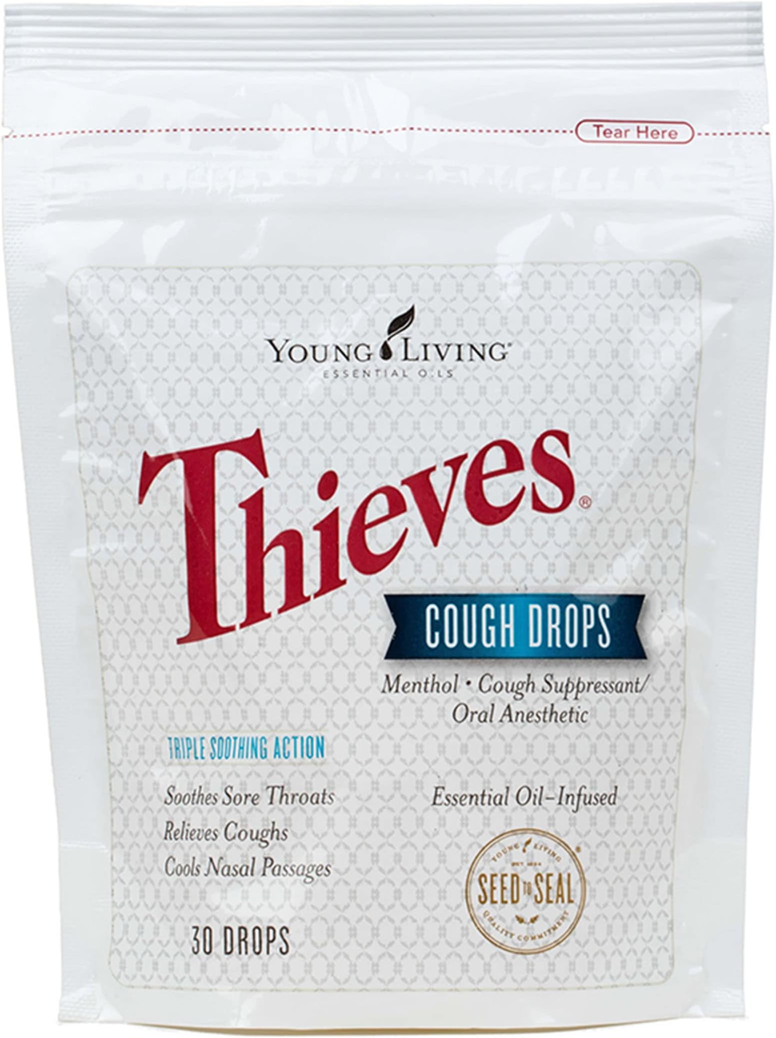 Young LivingThieves Cough Drops - 30 Count | Natural Relief for Cough & Throat Irritation | Cool Nasal Passages with Triple-Action Strength | Menthol Flavor