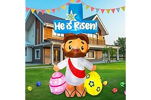 6 FT Easter Inflatable Jesus with Egg Decorations He is Risen Yard Sign