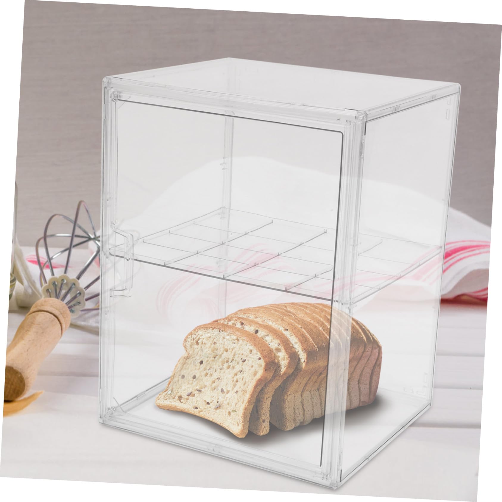 Cabilock De Cocina De Doble Capa Contenedor De Pan Transparente Caja Para Alimentos Ligera y Duradera