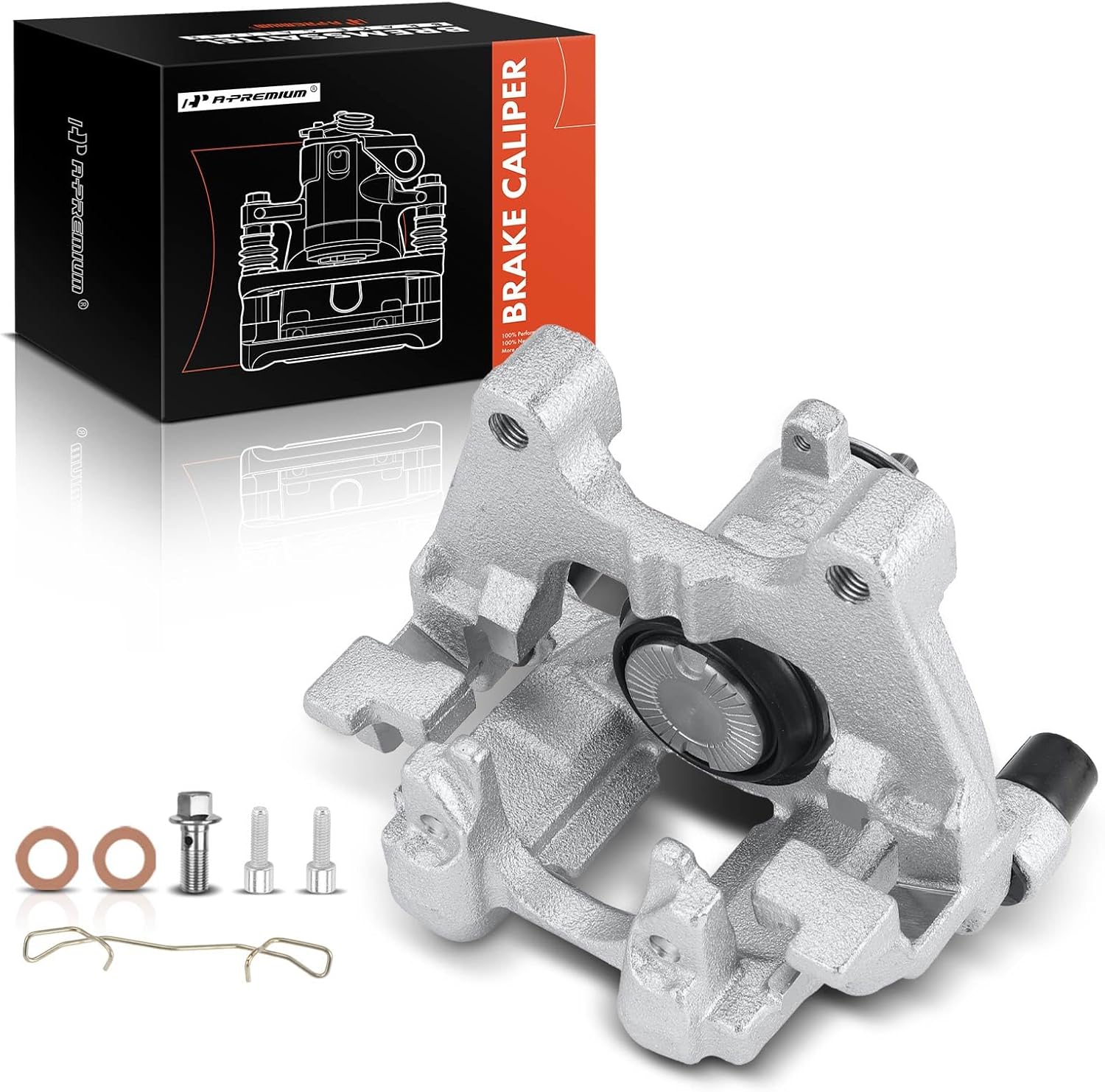 A-Premium Disc Brake Caliper Assembly with Bracket Compatible with Volkswagen Tiguan 2018-2023 2.0L - Rear Right Passenger Side