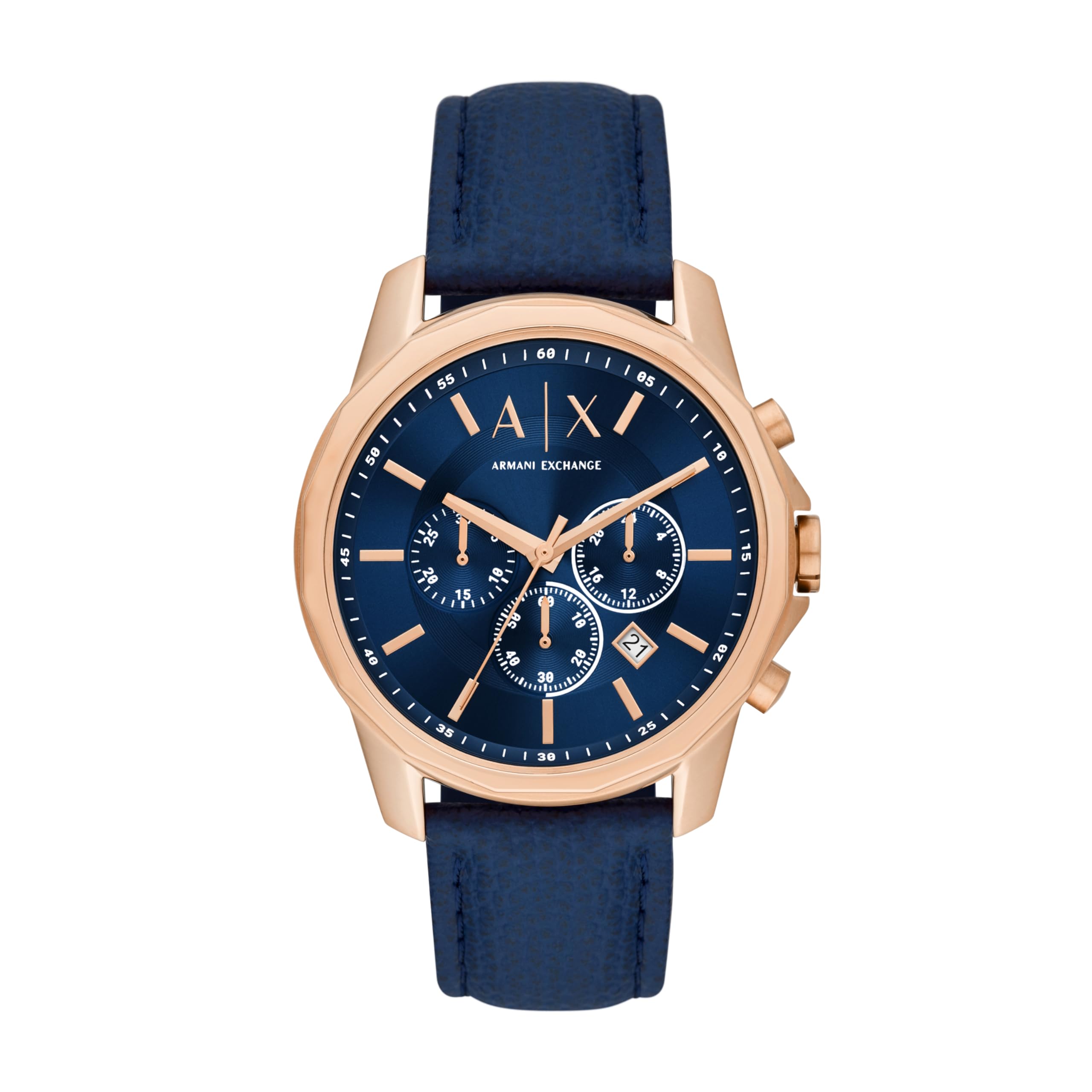 Armani Exchange Leather Analog Blue Dial Men Watch-Ax1723, Blue Band