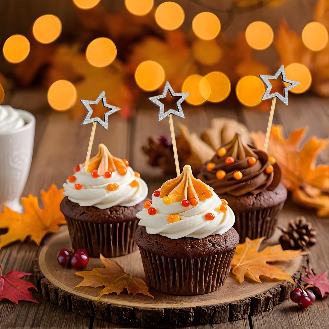 50 Pezzi Stuzzicadenti Decorativi, Stecchini per Aperitivo, Stuzzicadenti da Cocktail Stella Argento, Bastoncini da Cocktail di Natale, Decorazioni per Cibi e Bevande per Feste di Compleanno