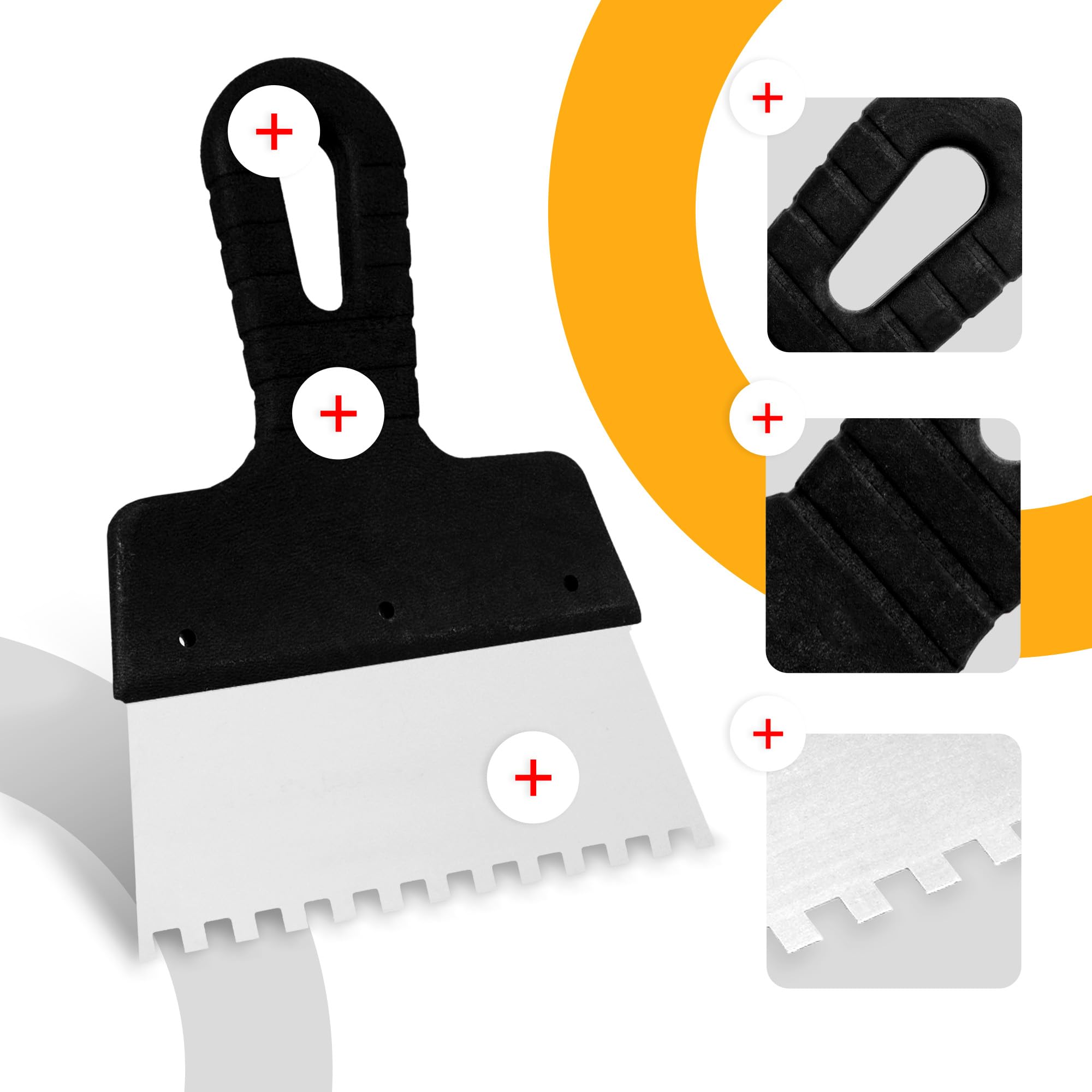 Frattazzo Piastrelle Dentato 150 mm 6x6 mm Cazzuola a Denti Acciaio Inossidabile Spatola Lisciatrice Intonaco Strumento Applicazione Colla Malta Costruzione