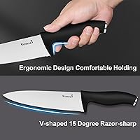 Vista 5 de Kuisine Kitchen Chef Knife Block Set,High Carbon Stainless Steel Sharp Knife Set with Built-in Sharpener,Elegant Gift(Black,15pcs)