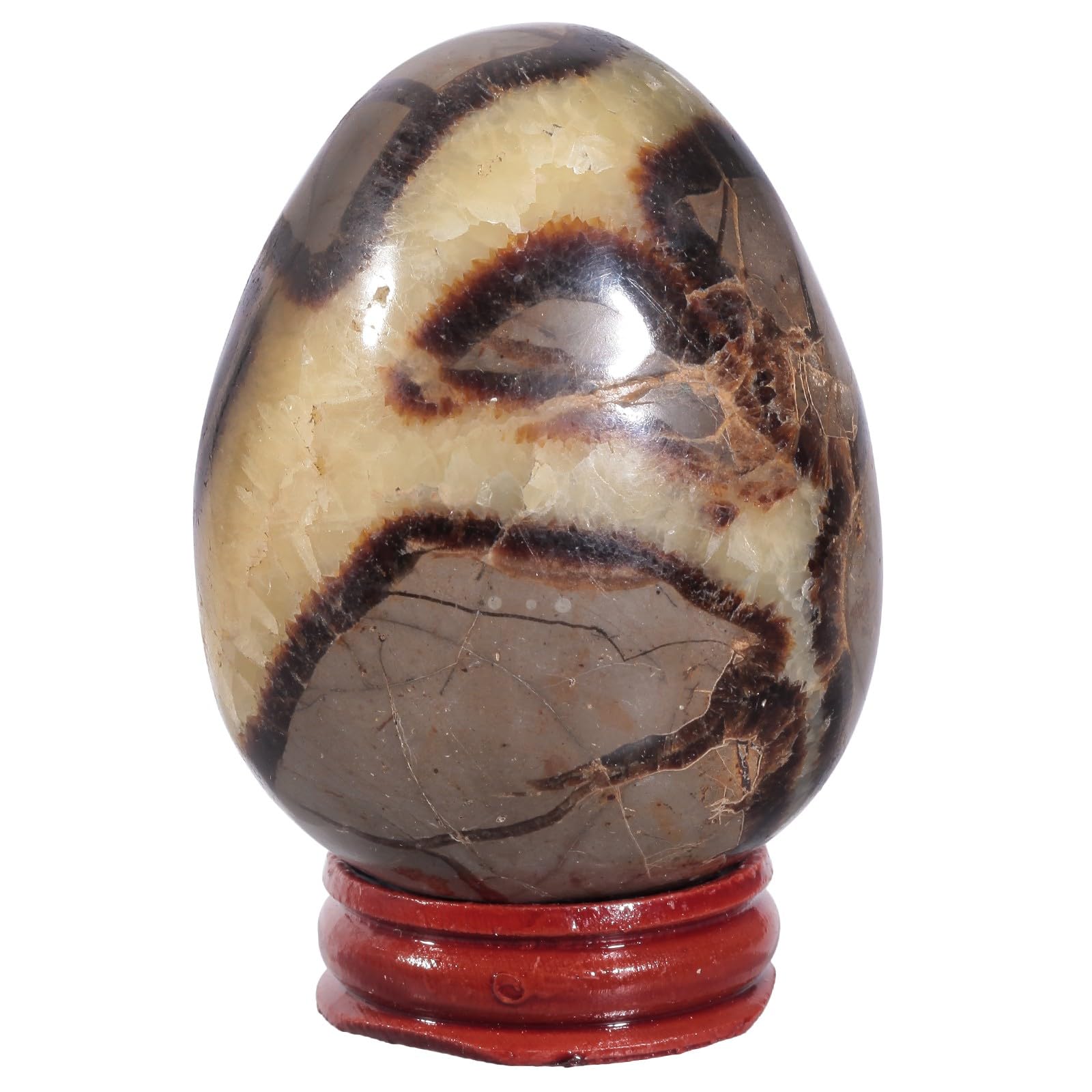 Œuf de septarium naturel 7cm mookaitedecor avec support bois pour lithothérapie