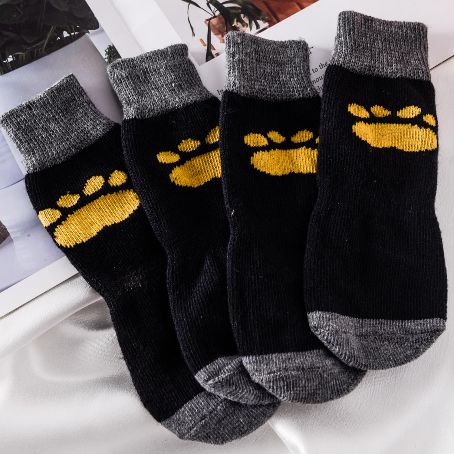 2 works Anti Slip Dog Socks,Socks with Grips Paws Stop Licking Dog Grip Pet Paw Protector,Claw Slippers with Adjustable Strap for Puppy Indoor Outdoor Hardwood Floor Walk - Image 4