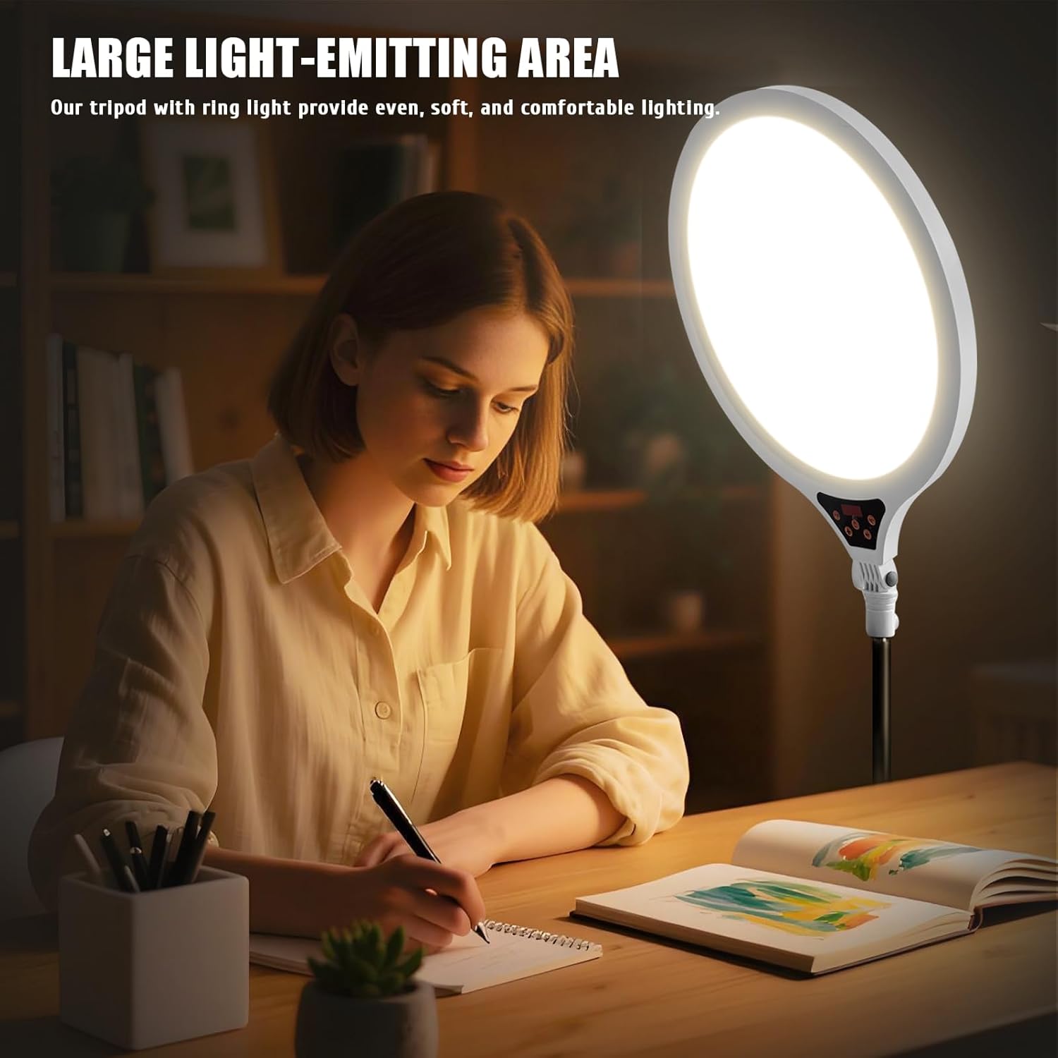 Ring Light with Stand, 14" Professional Ring Light Tripod for iPhone, Adjustable Height for Video Recording Photography Live Streaming Content Creation TikTok YouTube, White