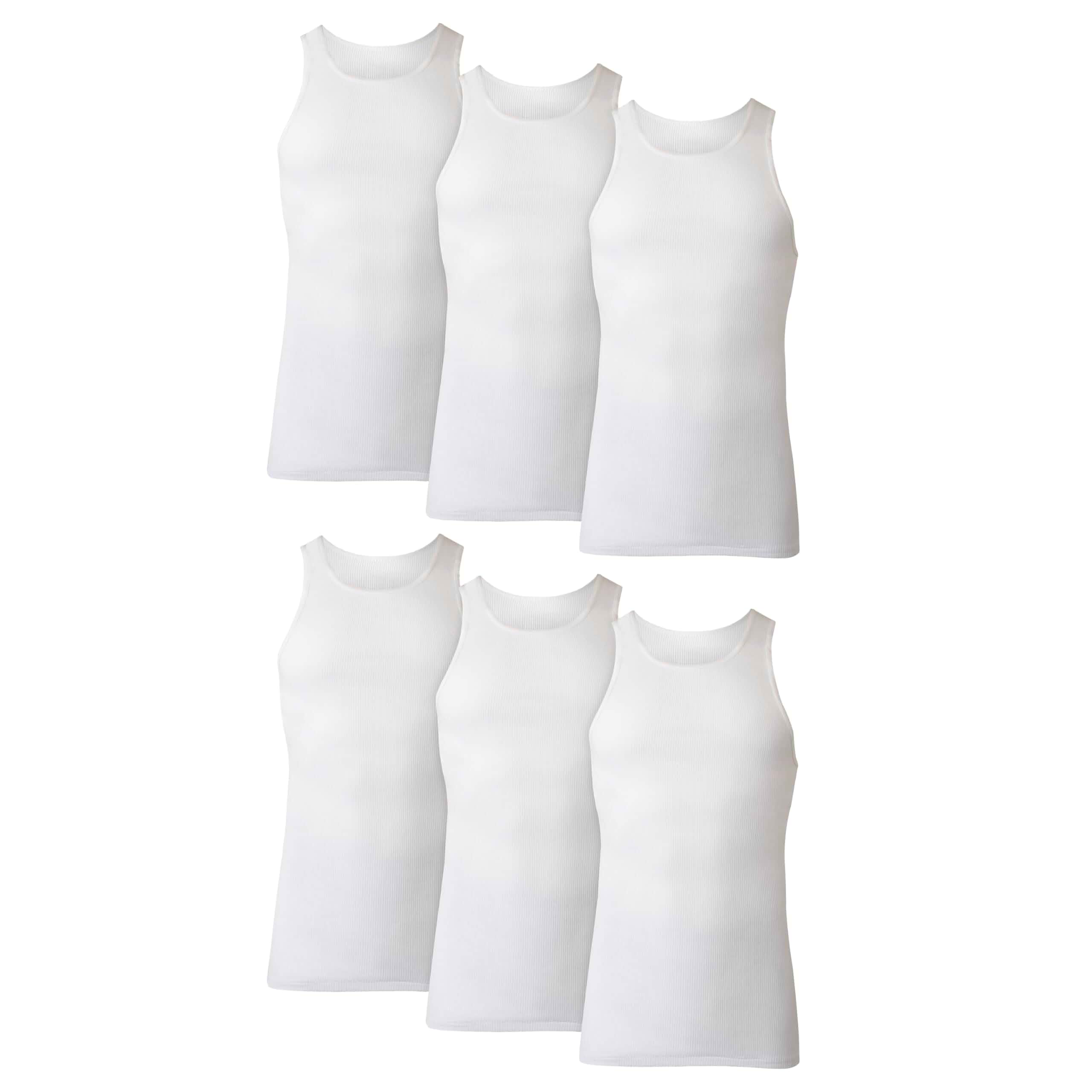 Hanes Men's Tank Undershirt Pack, Cotton Tank Undershirt, Moisture-Wicking, Breathable, White or Grey/Black, Multi-Pack