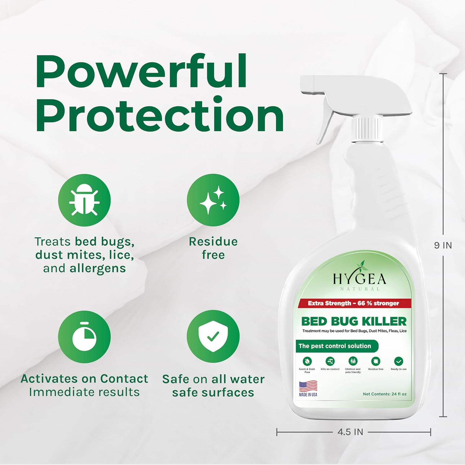 Hygea Natura Bed Bug & Mite Extra Strength 24oz Spray 6 Pack + Disposable Coveralls to Protect Clothing (2X-Large) Bundle