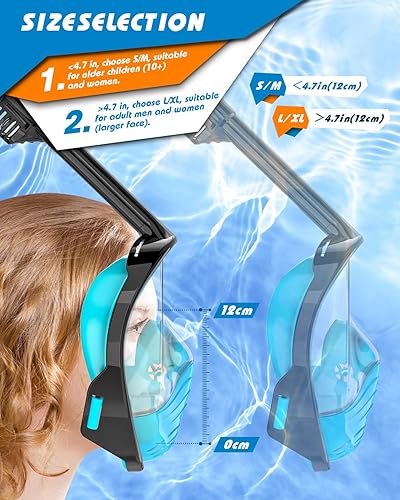 Miniatura 3 de QingSong Full Face Snorkel Mask for Adults & Kids, Snorkeling Gear with Camera Mount, 180 Degree Panoramic View Snorkel Set Anti-Fog Anti-Leak
