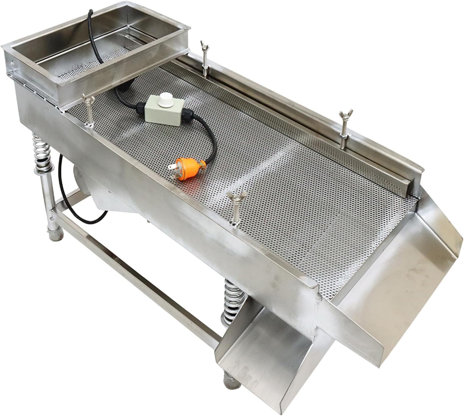 JG30-75 Linear Vibrating Screen Electric Sifter Sieve Powder with one 3mm Screen 80W Single Motor Stainless Steel