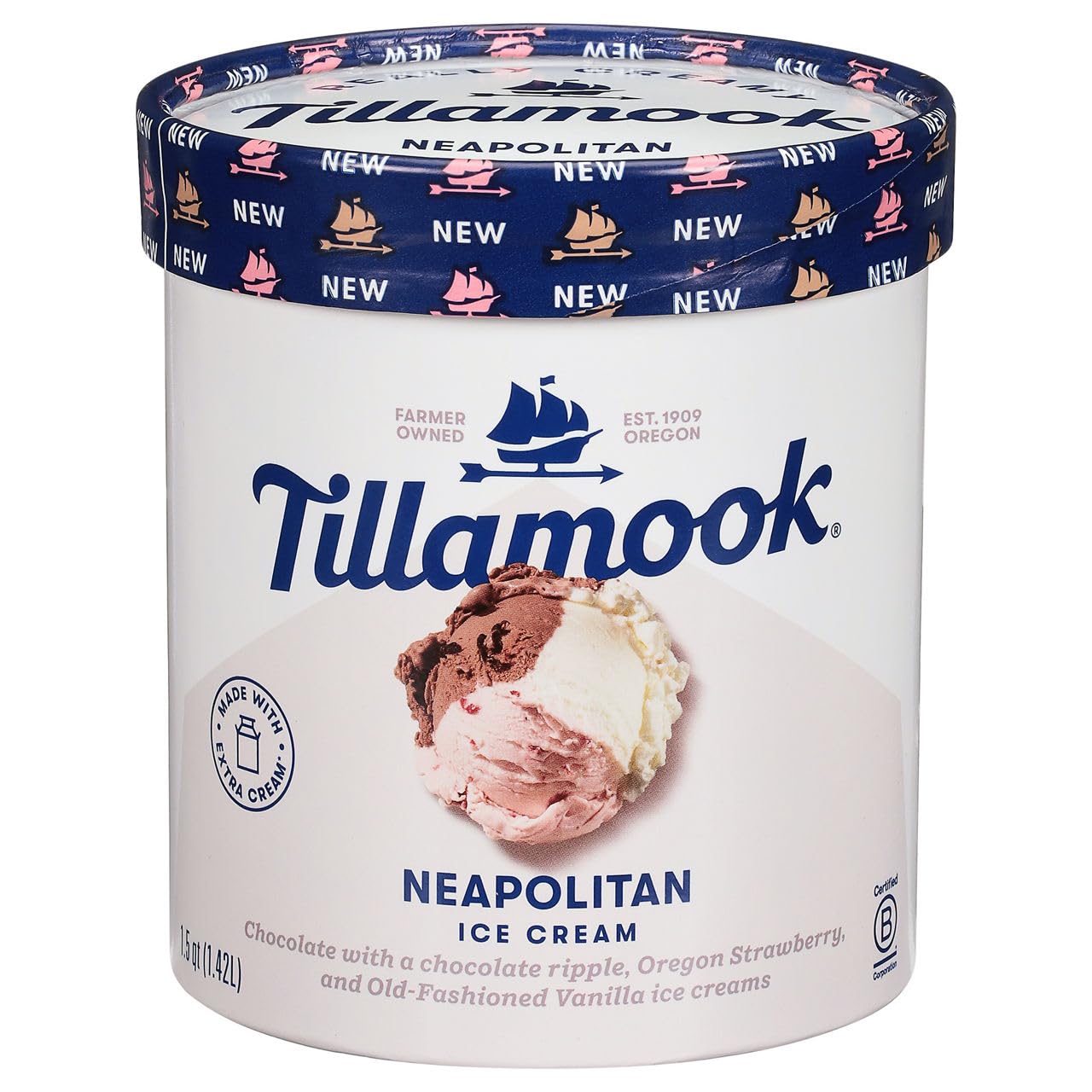 Tillamook, Neapolitan Ice Cream, 48 Ounce