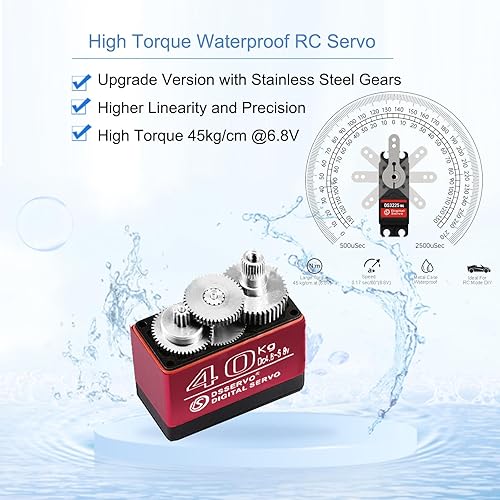 Miniatura 2 de HOOYIJ DS3240MG - Paquete de 2 servos digitales de 88.2 lbs, engranaje de metal completo, alto par de torsión impermeable, servo a control remoto,