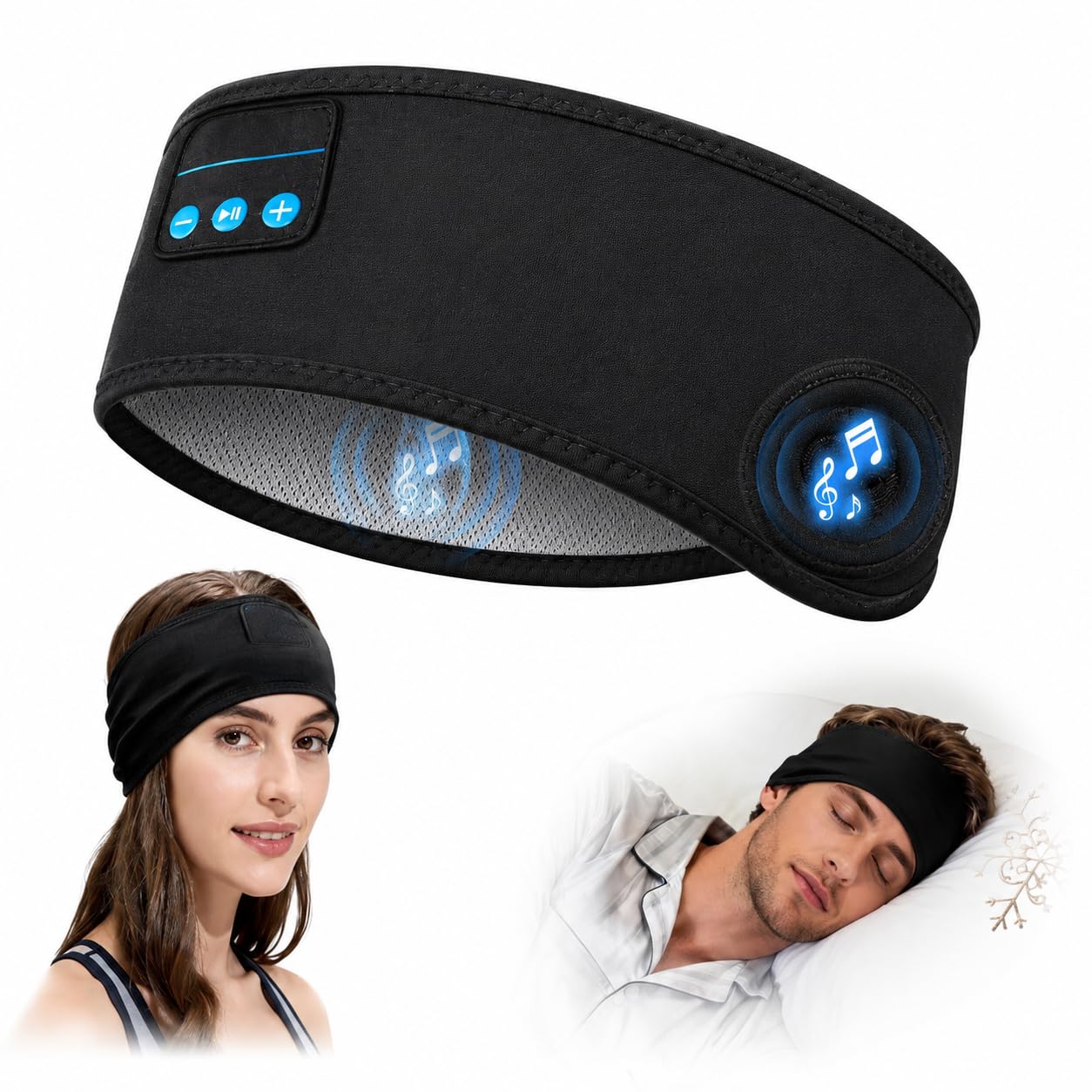 Poxtca Wireless Bluetooth Sleep Headband with Built-in Speakers Soft Music Headband for Sleeping, Travel, Yoga, Workout & Relaxation Rechargeable Audio for Men & Women-image-40