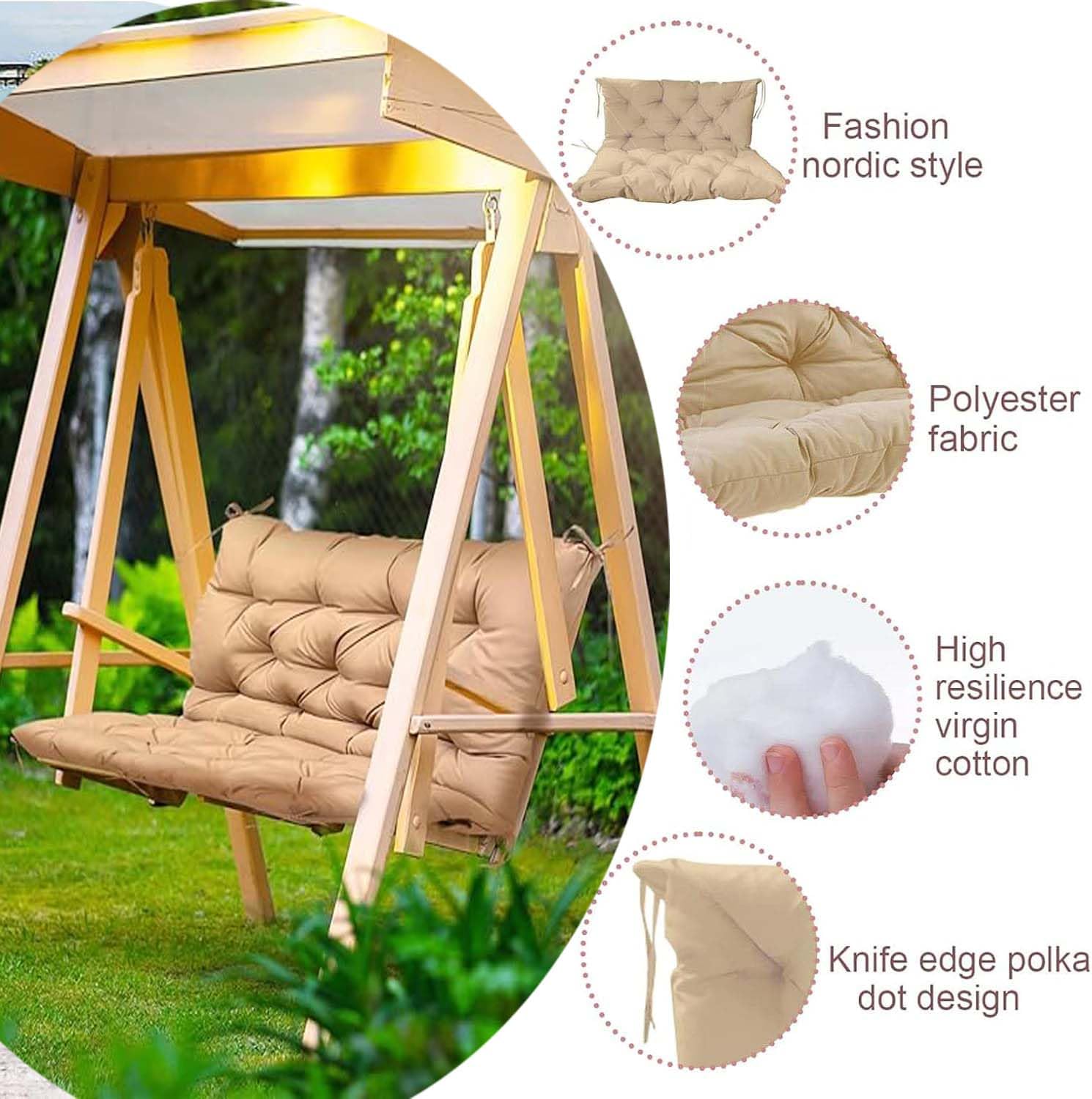 Sangles de balancelle d'extérieur imperméables pour patio 23 places – Dossier rembourré et attaches résistantes au soleil pour chaise de jardin (99,1 x 99,1 cm, bleu marine)