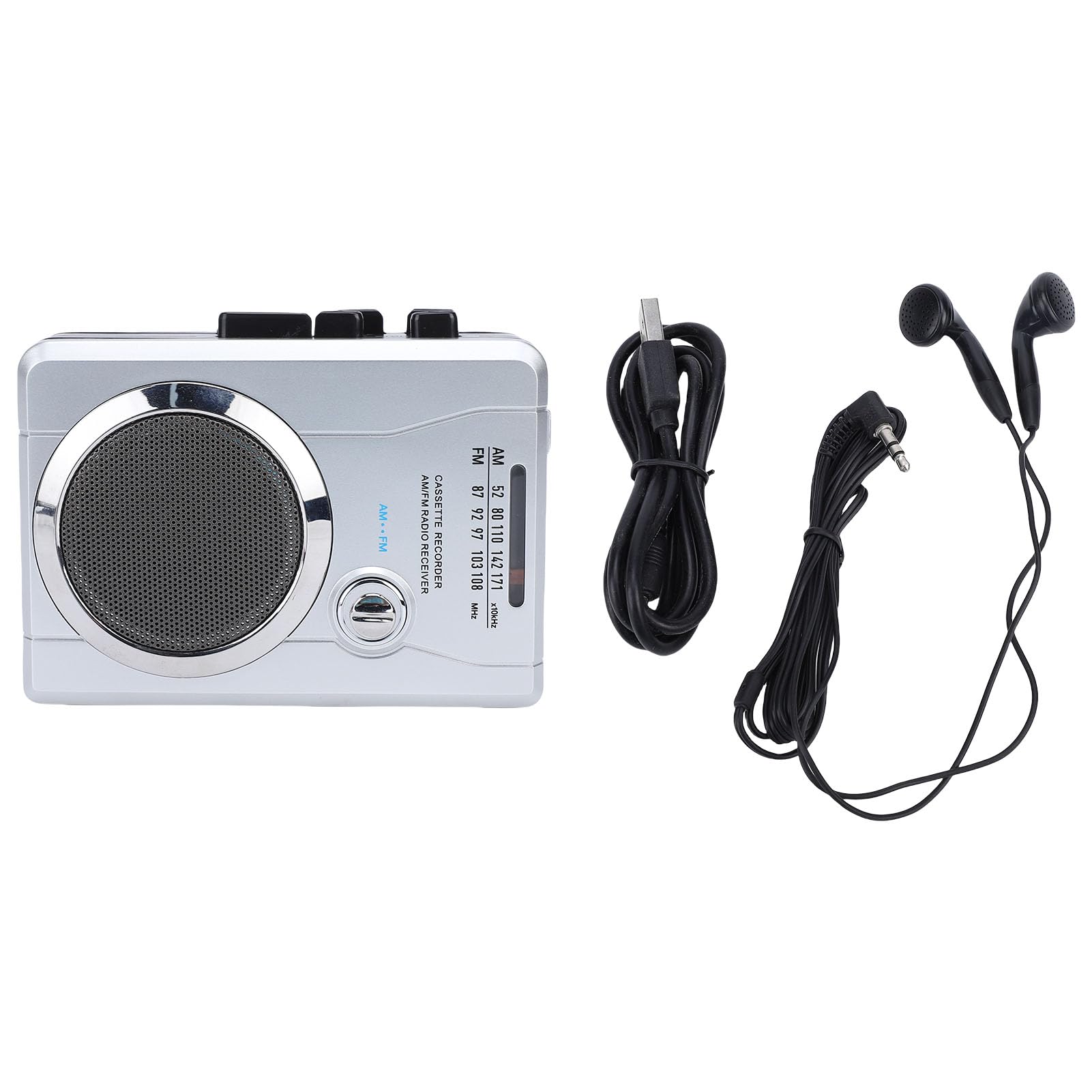 Bewinner Portable Cassette Player Recorder AM FM Radio, Portable Tape Recorder with Speaker, Retro Cassette Player with Microphone Earphone Jack Battery Operated DC Powered-image-8