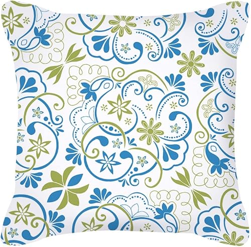Miniatura 2 de Willing Life Juego de 4 fundas de almohada impermeables de 18 x 18 pulgadas, fundas decorativas de estilo bohemio floral para exteriores, funda de