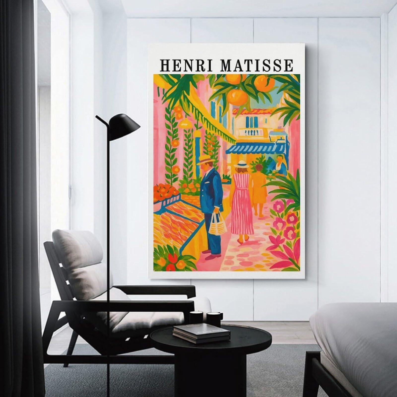 Junmoney Wall Picture Print Henri Matisse Style Market Scene Painting, 24x36inch(60x90cm), for Workspace Walls, Study Corners Or Bedrooms, A Smart Decor Choice for Study Walls