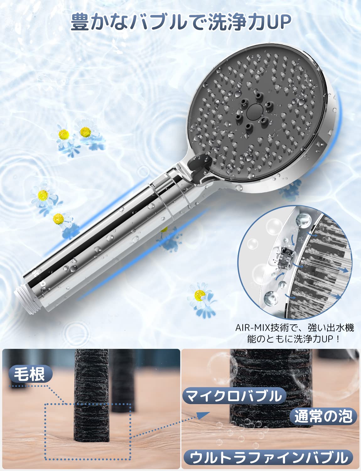 ナノジェットシャワーヘッドマイクロバブル シャワーヘッド 節水 マイクロナノバブル ウルトラファイン