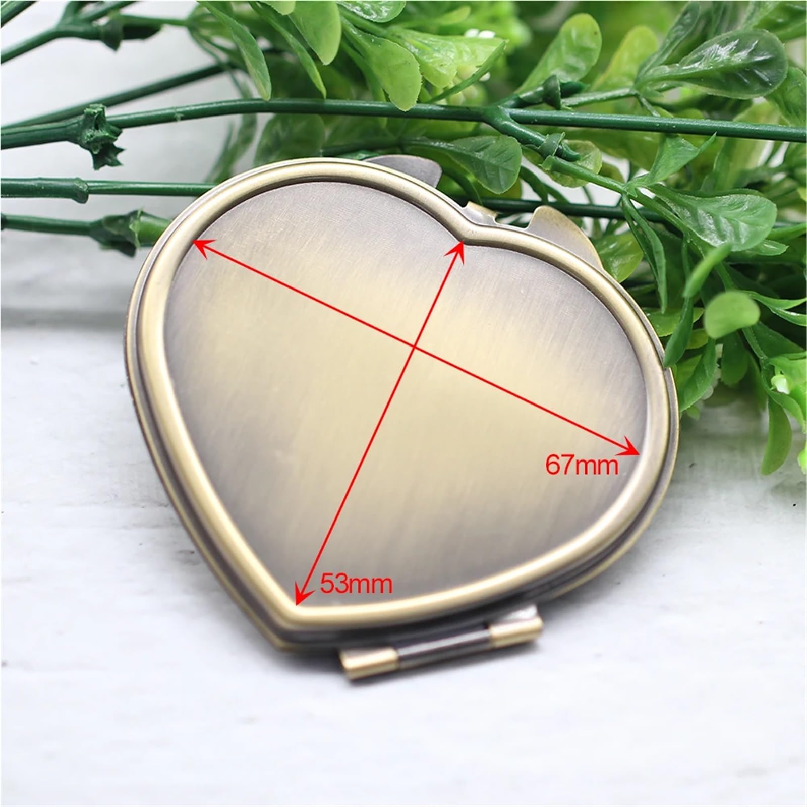 Specchietto Trucco 5pcs 67mm Heart Shape Folding Compact Mirror Pocket Makeup For DIY Jewelry Accessories Making(Bronze)