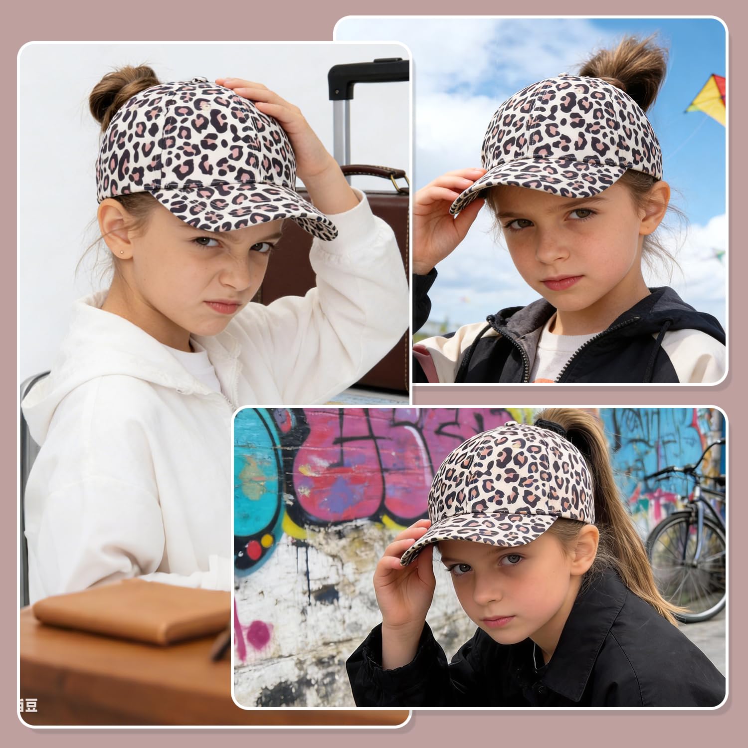 Gorra infantil para niñas de 3 a 8 años, gorra ajustable Snapback, gorra de béisbol arcoíris, gorra de béisbol de leopardo, gorra de verano para niños y niñas