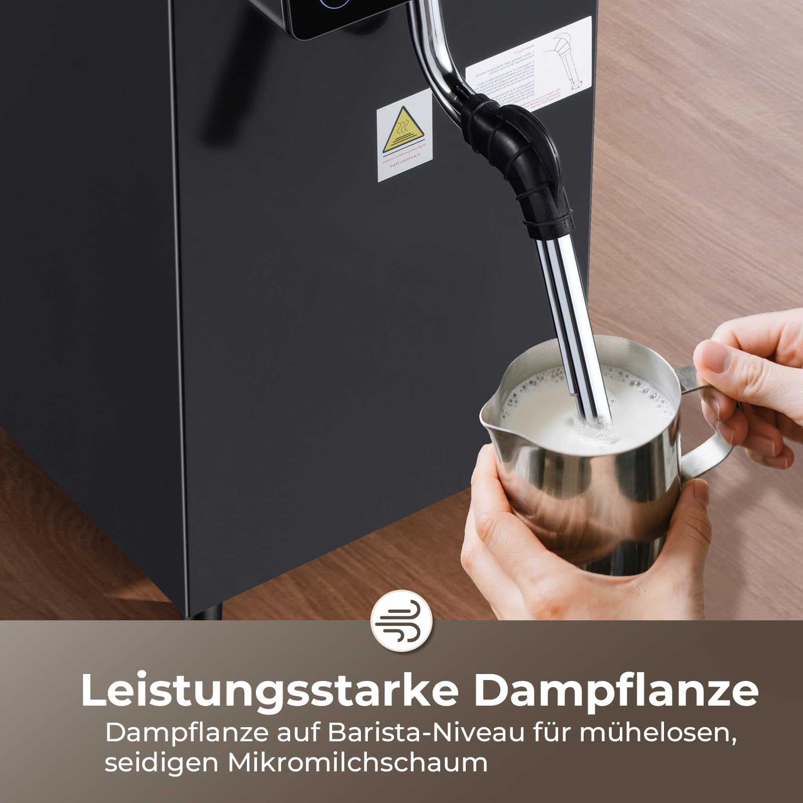 Komercyjny spieniacz do mleka, automatyczna maszyna parowa 1800 W, 6 l/1,6 Gal