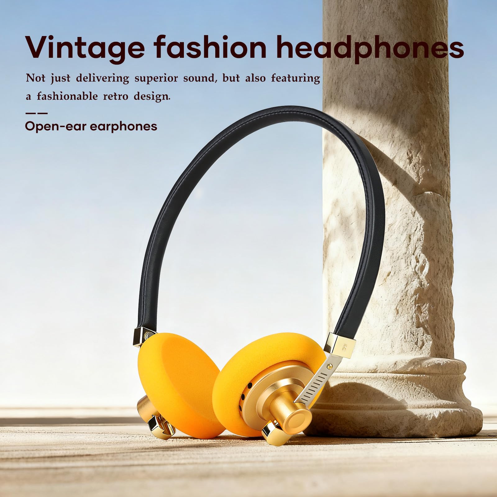 okcsc Cuffie con cavo MMCX retro retro aperto con microfono, driver da 40 mm, archetto in acciaio inossidabile, alloggiamento in lega di alluminio, cuffie over-ear regolabili con spina di tipo C per