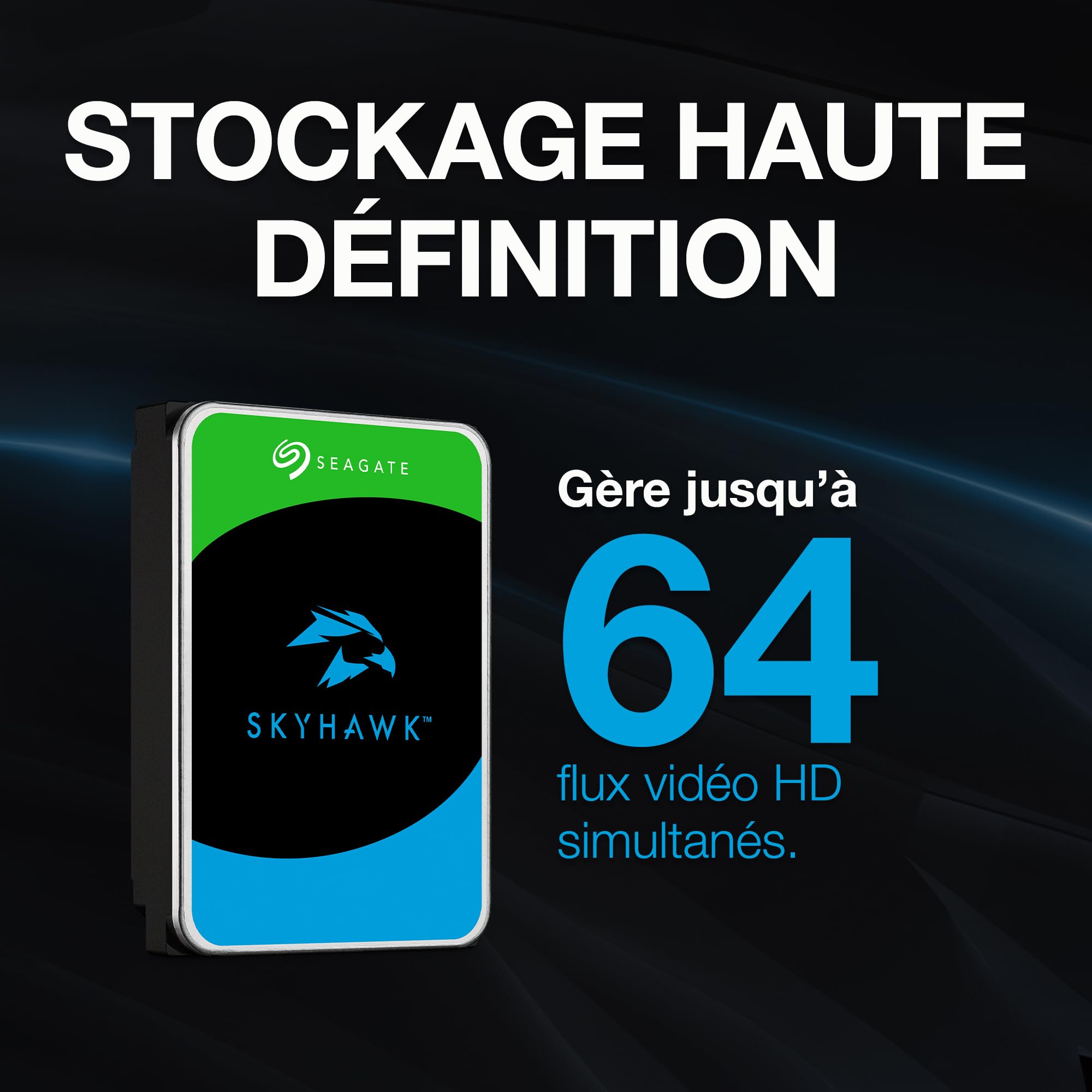 Seagate SkyHawk 4To Disque Dur Interne Vidéosurveillance 3.5 Pouces SATA 6 Go/s 256 Mo Cache