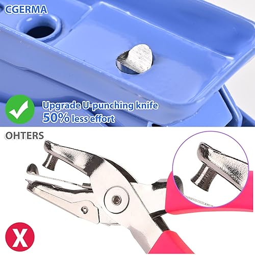 Vista 21 de Perforadora de un solo agujero, paquete de 3, agujero de 1/4 pulgadas, 50% de ahorro de mano de obra, perforadora de metal resistente, capacidad