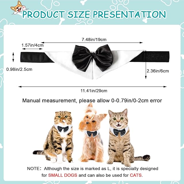 Foto 2 de 7 de HACRAHO Collar de esmoquin para gatos, 1 pieza de color blanco, formal, pajarita para cachorros