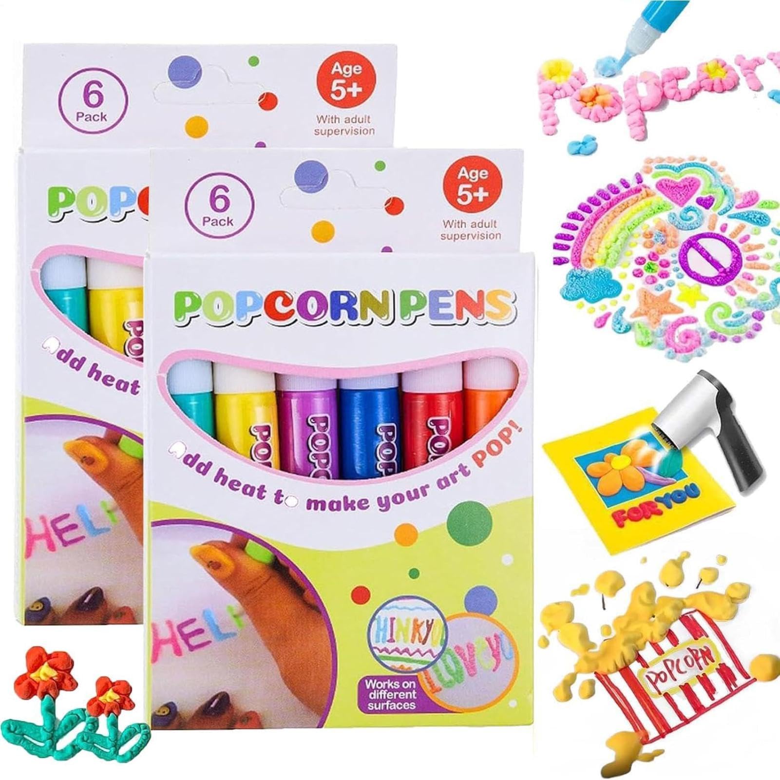 12PCS Magic Puffys Popcorns Color Pens, 3D Bubble Popcorns Drawing Pens