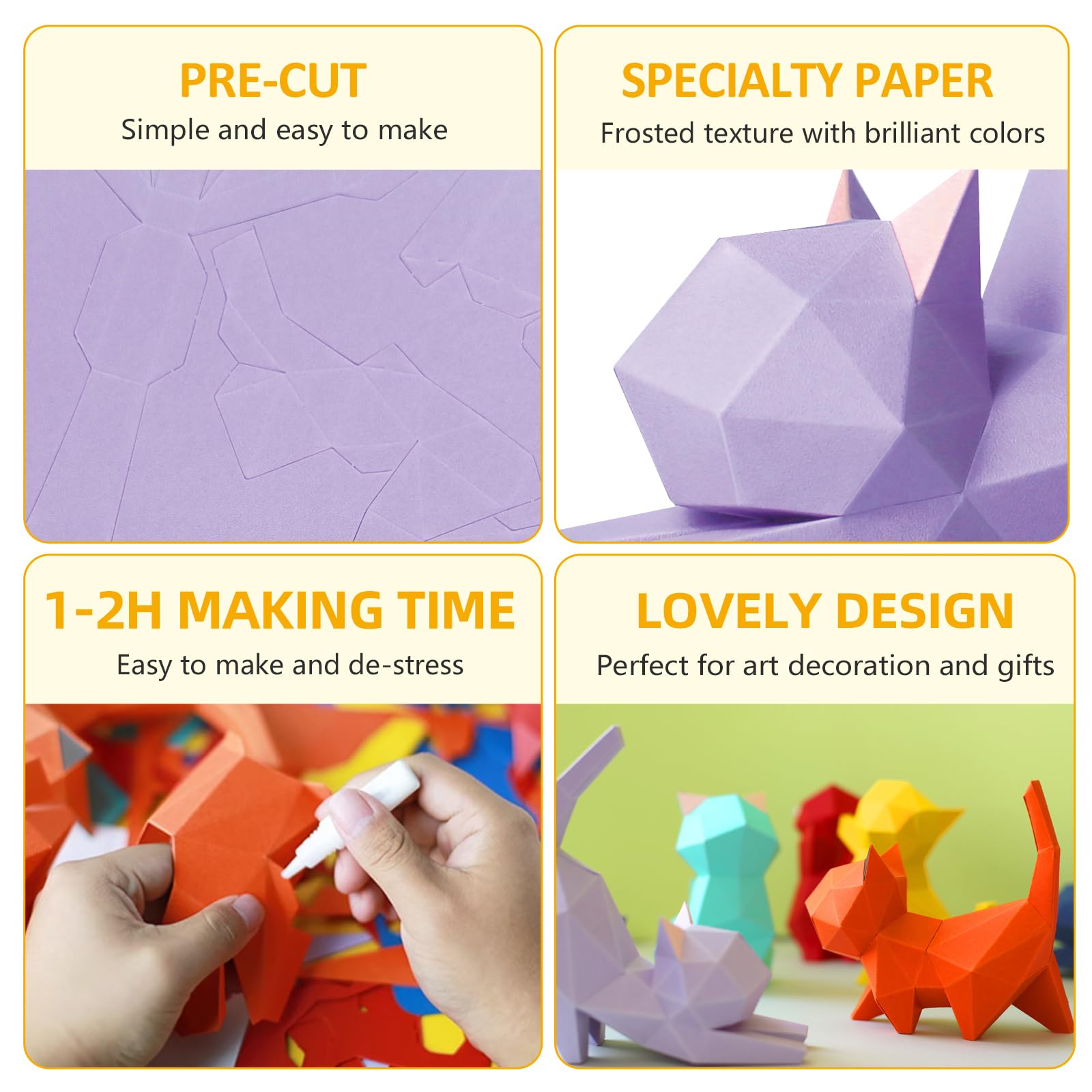 DIY Origami Kitten Craft Kit - Purple Yoga Kitten -5