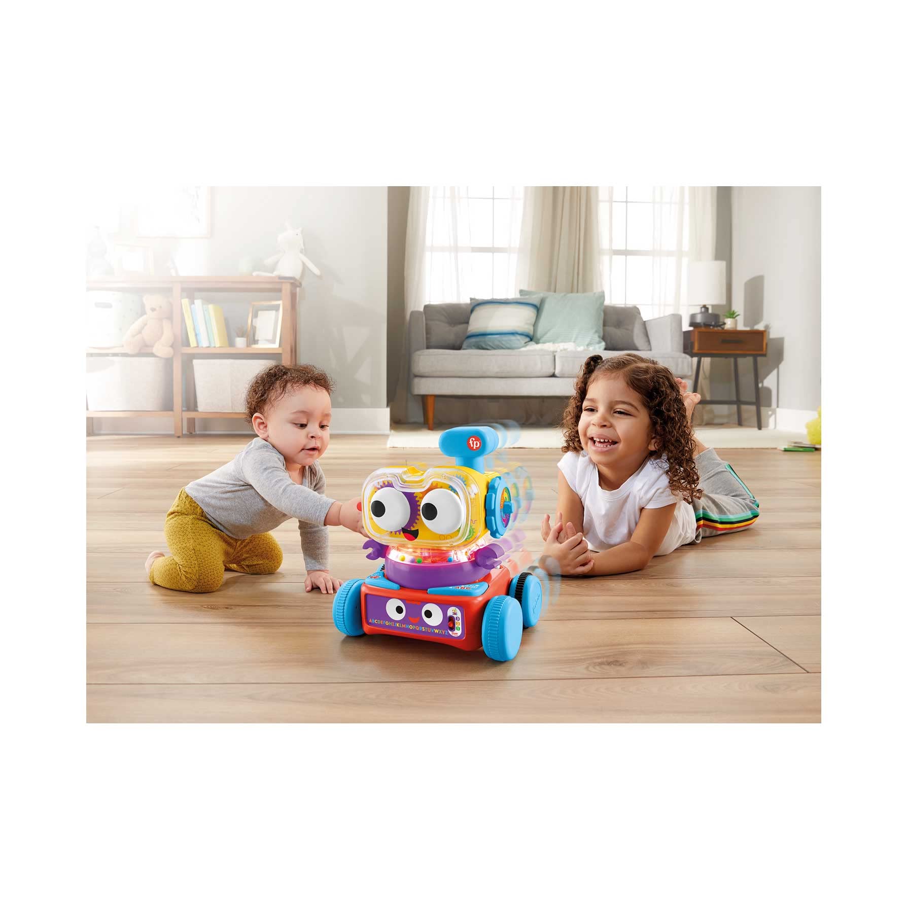 Fisher-Price Tito Robotito, Robot Aprendizaje 4 en 1, Juguete Interactivo con Luces y Sonidos, Regalo para bebés +6 Meses, versión español, HCK45