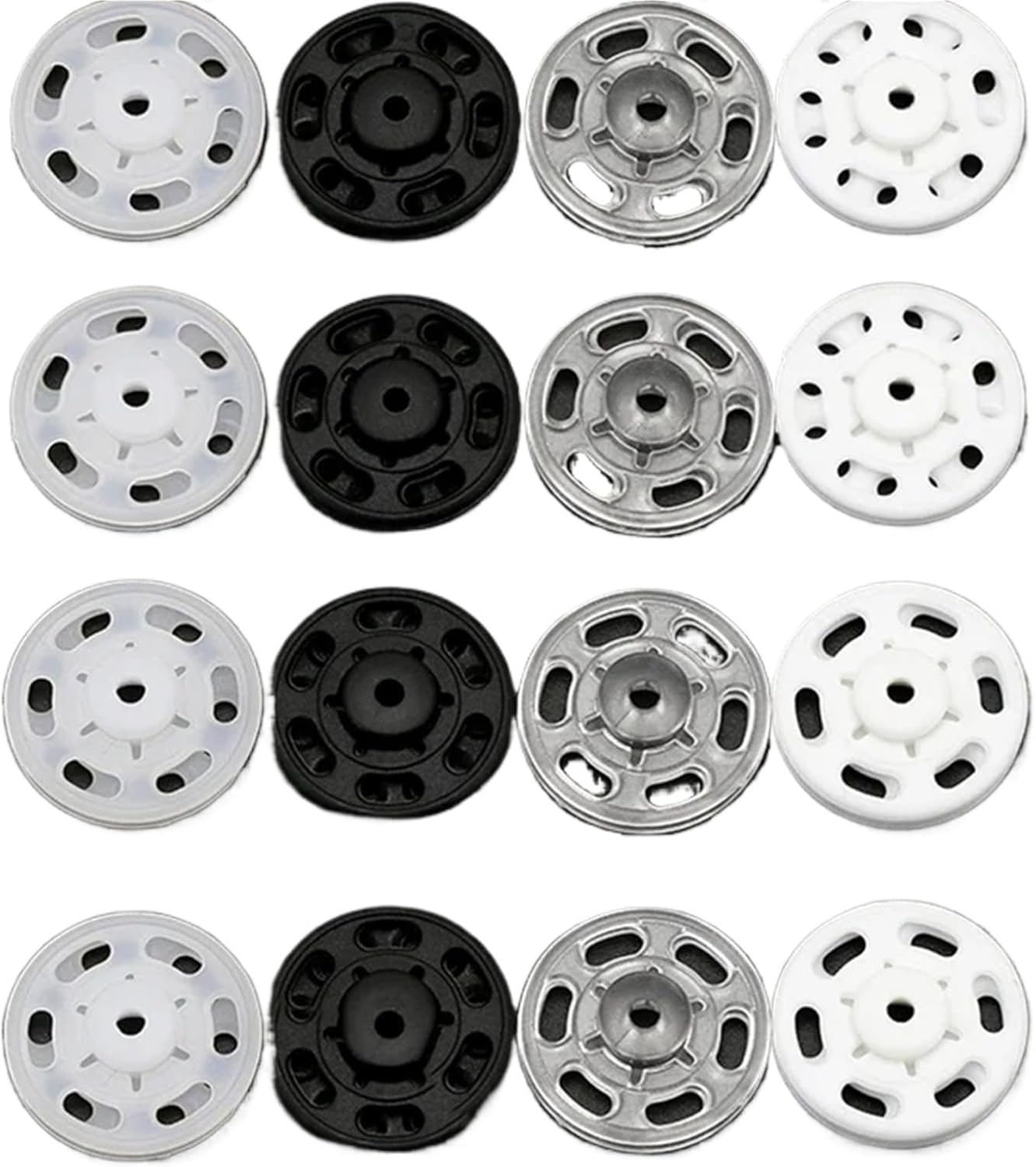 Race bib Clips 500pcs Plastic Sew-on Press Buttons Round Clear Invisible Snap Fasteners for Sewing Clothing DIY Crafts(White,21MM)