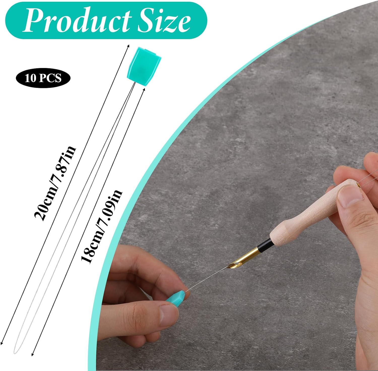 10 PCS Long Needle Threader Pulling Hook Tool 7.87 Inch Needle Threaders for Embroidery Floss Stitching Craft Tool Bead Tools for Punch Needles Hair Extensions Cross Stitchs DIY Sewing Craft Works