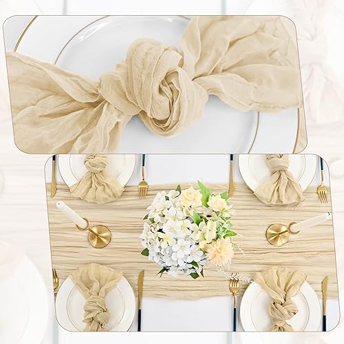 Miniatura 8 de Paquete de 60 servilletas de gasa de 20 x 20 pulgadas, servilletas de cena arrugadas rústicas bohemias, servilletas de tela suave y lisa,