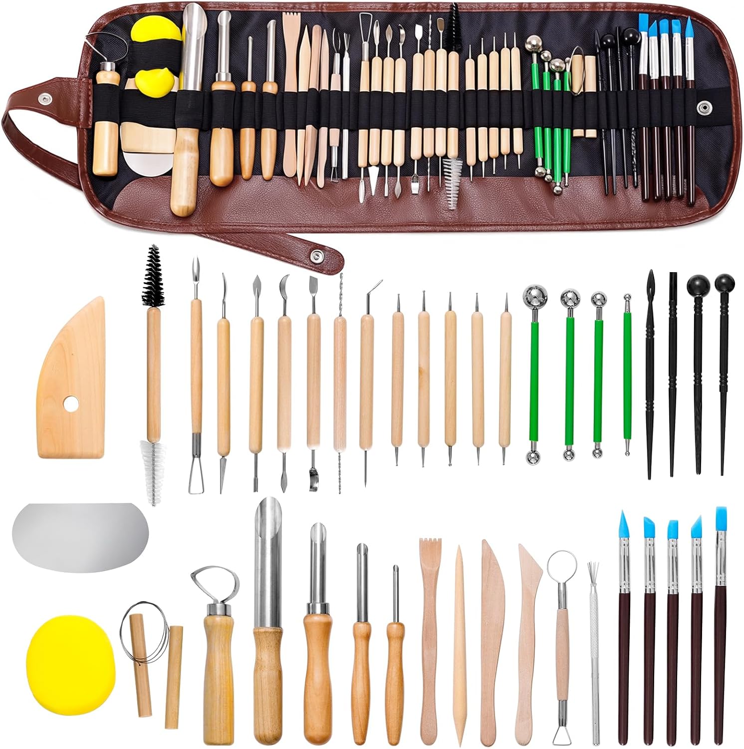 42 PCS Adult Clay Sculpting Tools Kit, All-in-One Pottery Tool Set for Carving, Molding & Shaping - for Adult Hobbyists and Artists