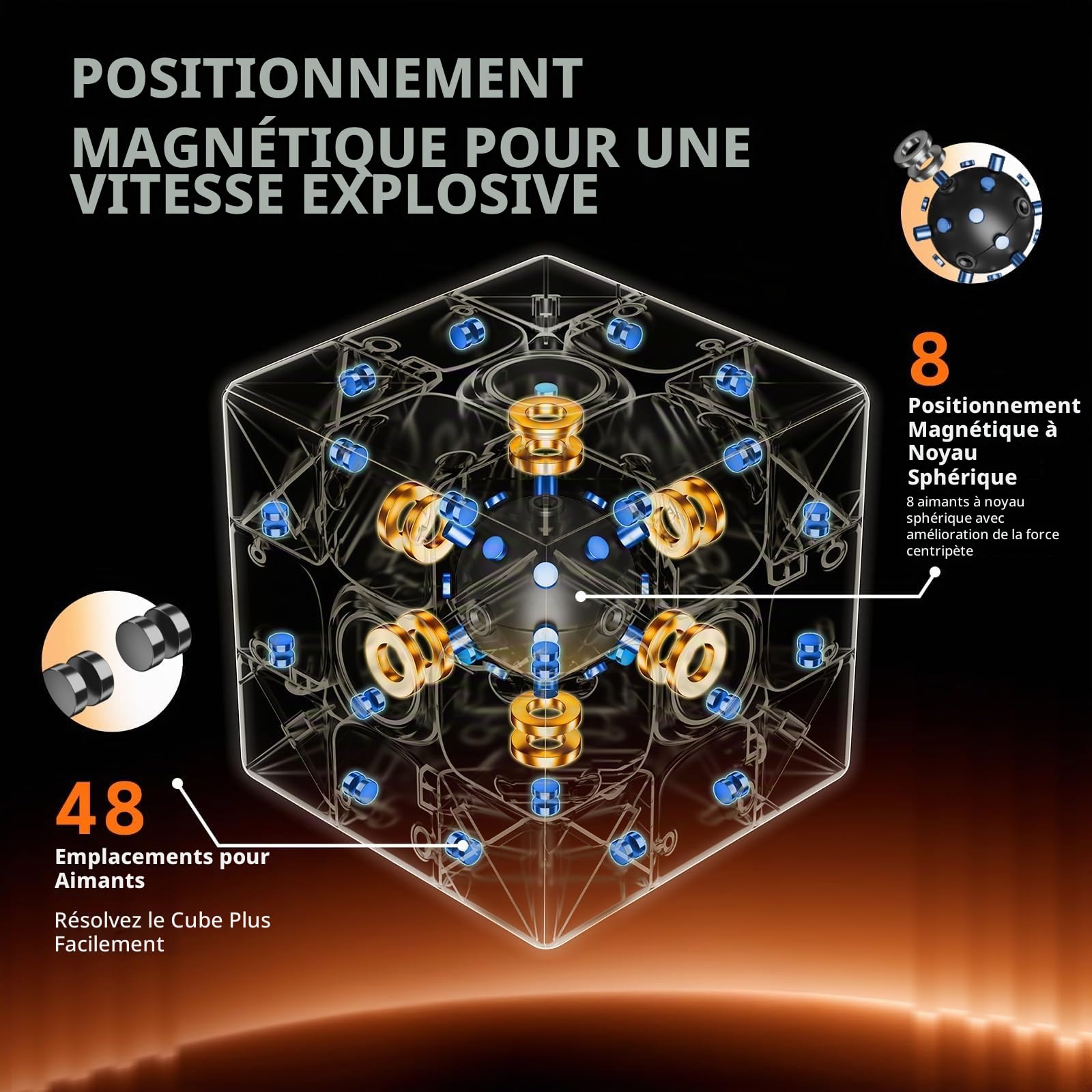 Moyu RS3M V5 SE 2025 Ball Core UV Coated 3x3 SpeedCube, 3x3 Puzzle sans autocollant RS3M V5 MagLev Master Cube Cadeau pour Speed Cuber (MagLev + Ball Core Magic Clothes)
