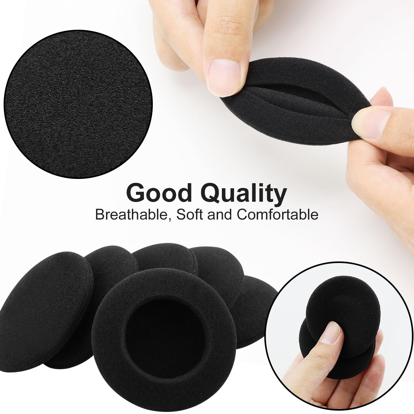 6 cuscinetto auricolari in schiuma da 55 mm di ricambio, tappi auricolario neri per diverse cuffie