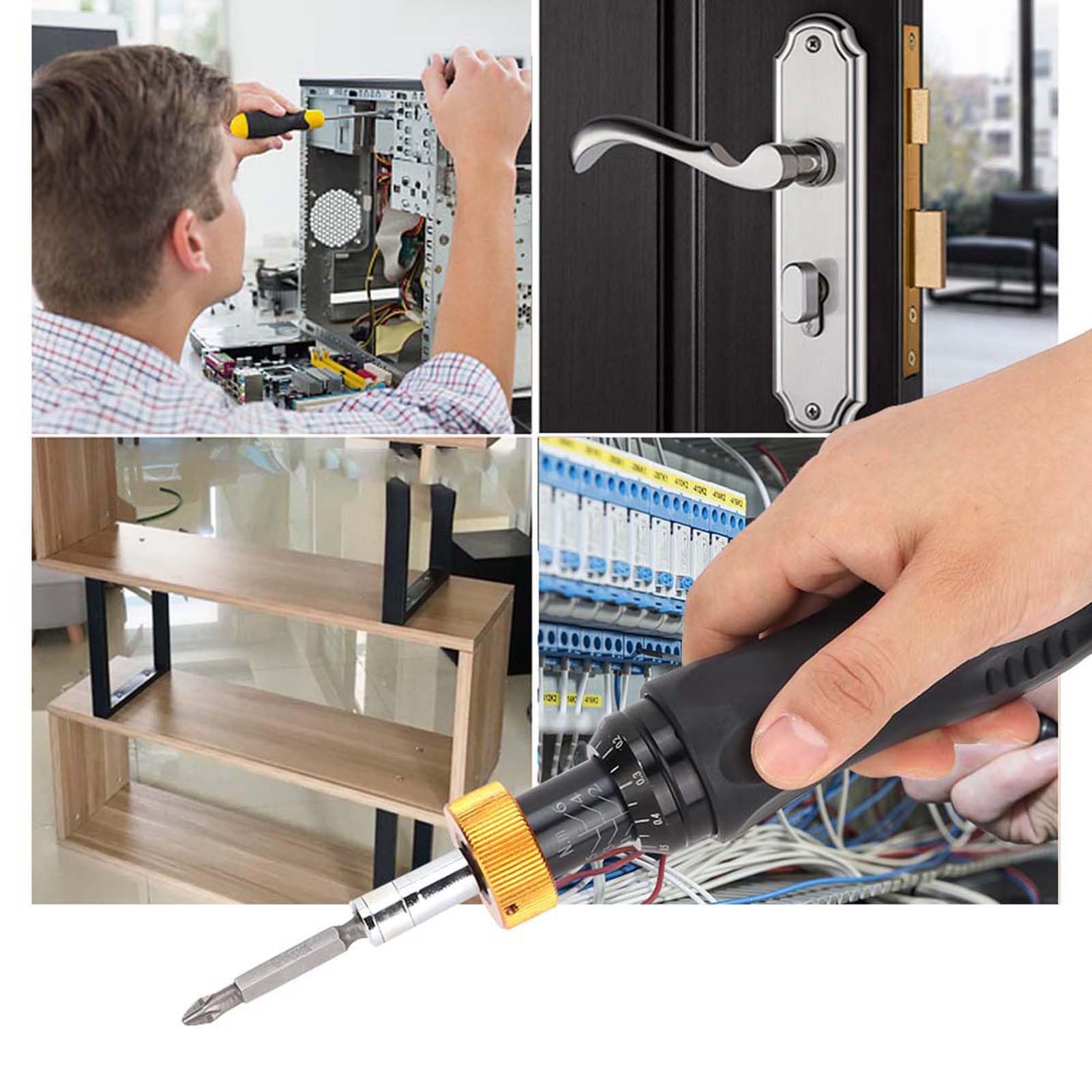 DUIMIMI Adjustable Screwdriver 1-6Nm, Handheld Tool for Work, Slotted & Cross Bits, Anti Slip Handle, Ideal for Electronics, Circuit Boards, and Machinery