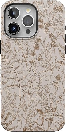 Casely iPhone 15 Pro Case | Beige Garden | Neutral Floral | Bold Protective Design | Compatible with MagSafe