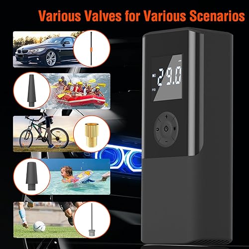 Miniatura 5 de AOKBON Mini Portable Air Compressor 150 PSI 6000mAh Rechargeable Electric Air Pump Tire Inflator with Digital Display LED Light USB Charging for Car