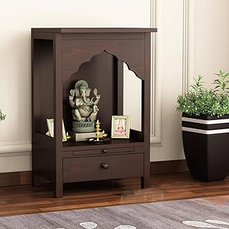 Santosha Decor Sheesham Solid Wood Home Temple Walnut Finish (Height: 60.96, Pre-Assembled)