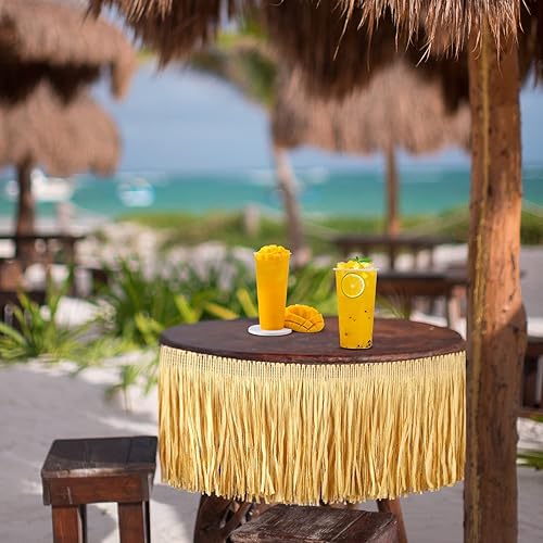 Miniatura 6 de Pancarta hawaiana de rafia con flecos de hierba de Luau para fiesta de cumpleaños tropical, decoración de bar Tiki, Hula Tiki, Rafia, hierba para