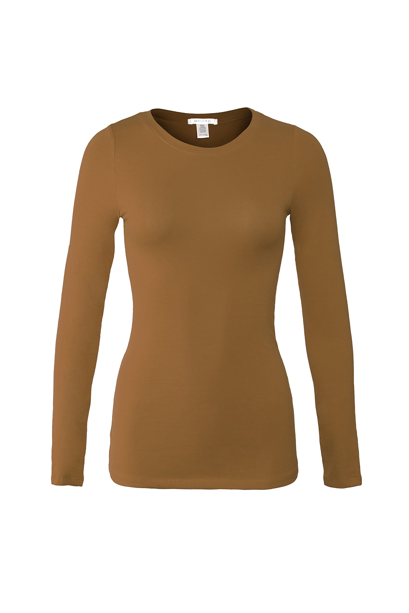 BozzoloWomen's Basic Round Neck Warm Soft Stretchy Long Sleeves T Shirt
