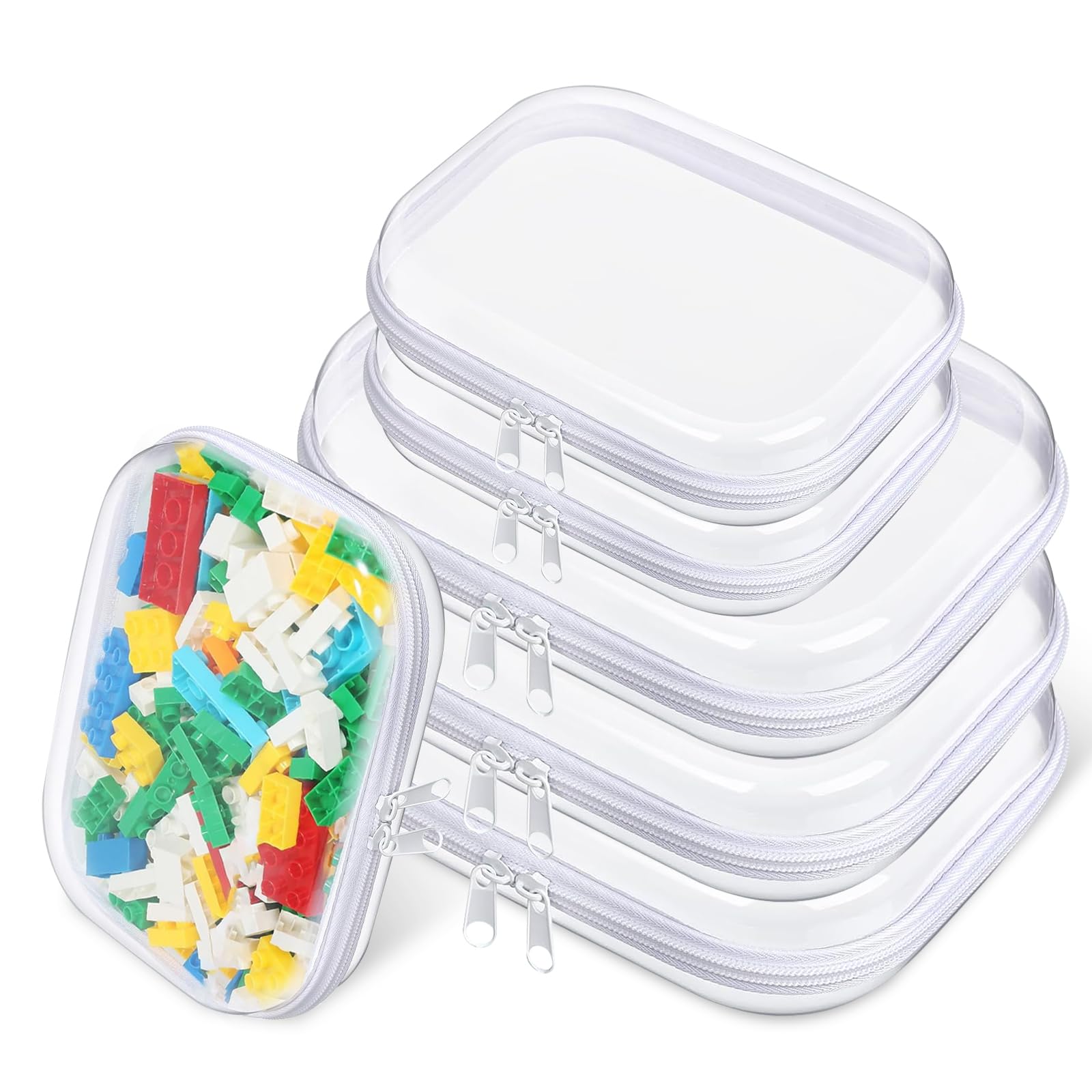 Lot de 6 trousses de toilette de voyage étanches à double fermeture éclair - 25 x 20 cm - 20 x 12 cm - Pour jouets, outils de maquillage, cosmétiques, crayons, jeux de société, blocs de construction