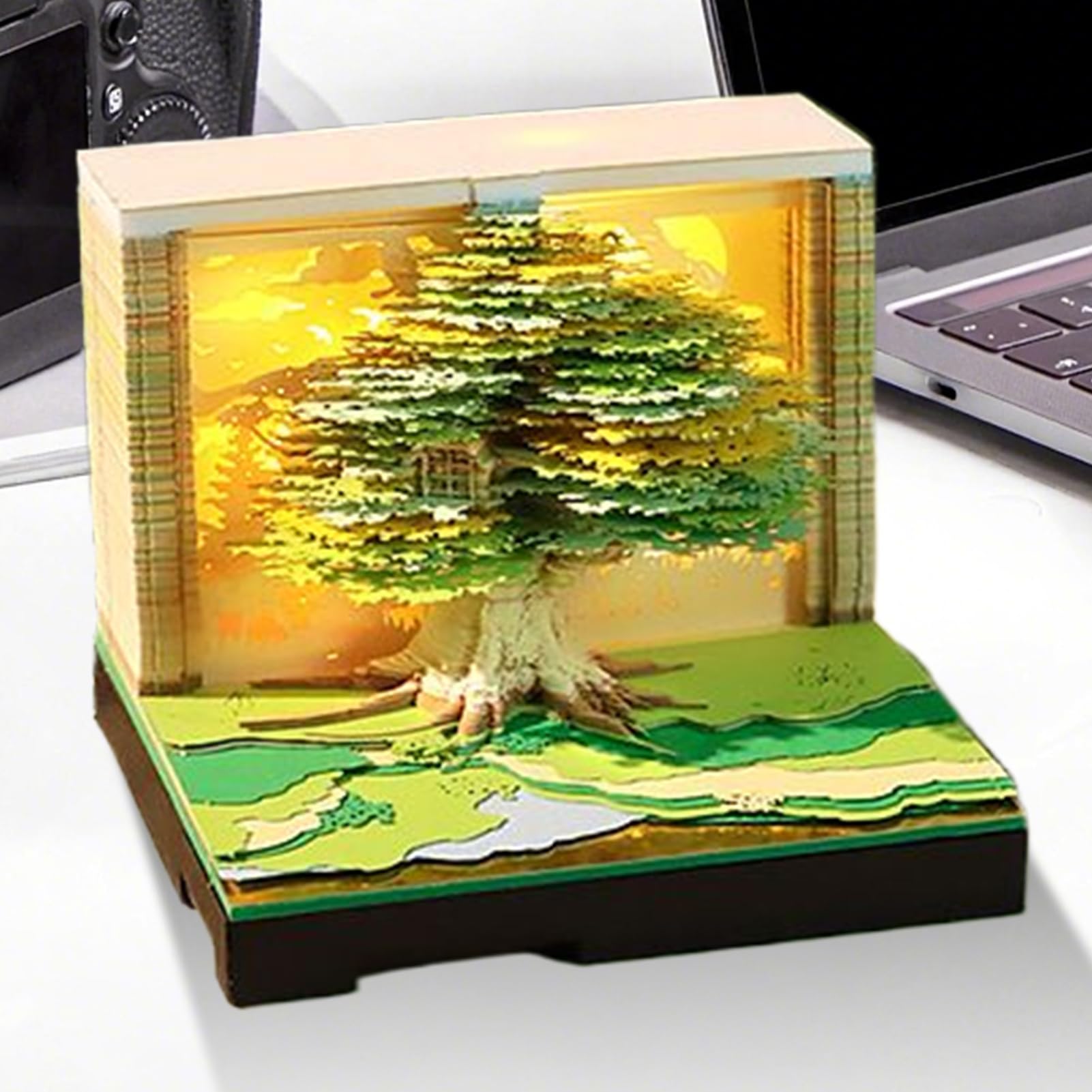 3D Tischkalender 2026 Dekorativer Kalender Musikplayer Kabellos | Papierskulptur-Kunst Für Büro Zuhause Schule Schreibtisch Nachttisch Bett Konferenzräume Führungsassistenten