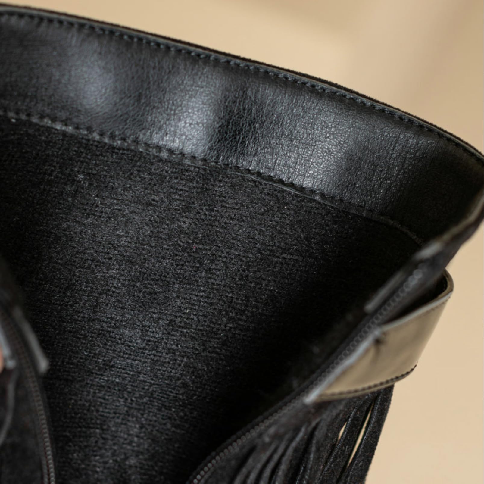 Genérico Botas Vaqueras Mujer de Media Caña con Flecos y Cremallera Lateral además de Tacón Ancho para Estilo Cowboy Casual