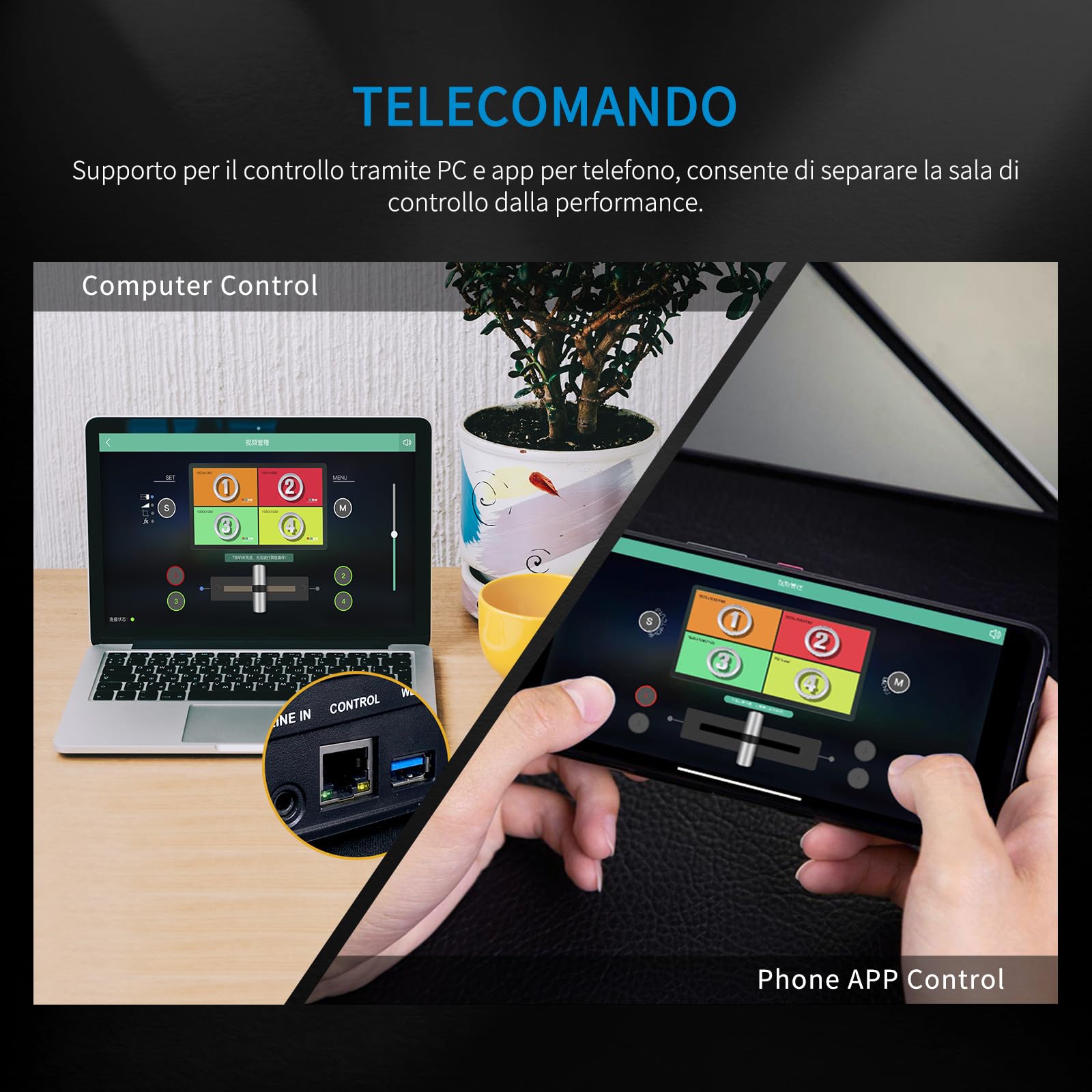 Feelworld L1PLUS Multi Camera Video Mixer Switcher with PTZ Controller HDMI USB3.0 2" Touch Screen